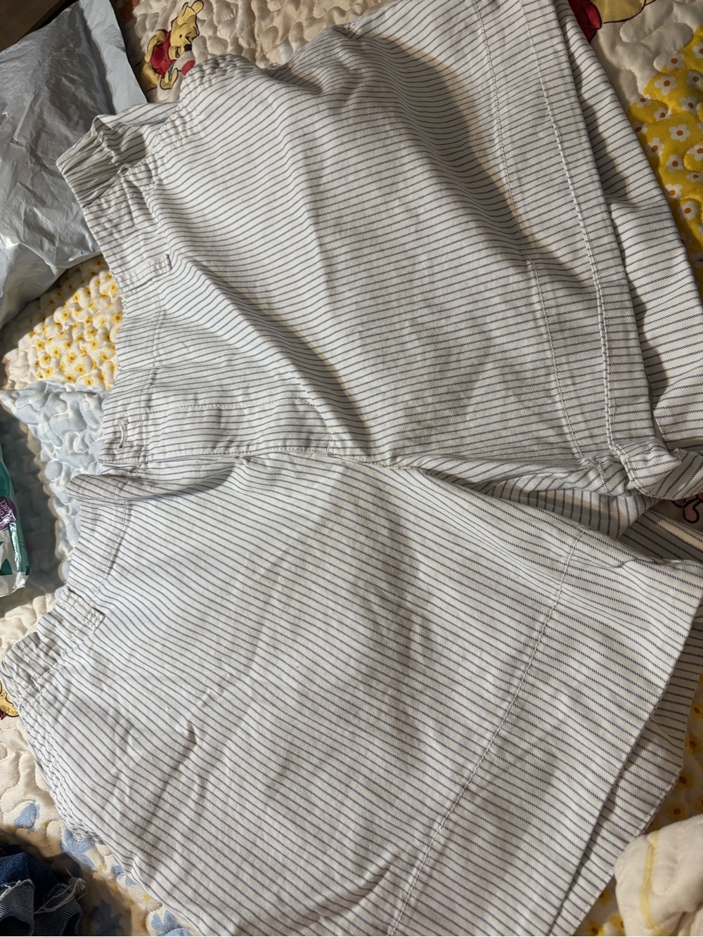 Old Navy White Shorts with Navy Pinstripes
